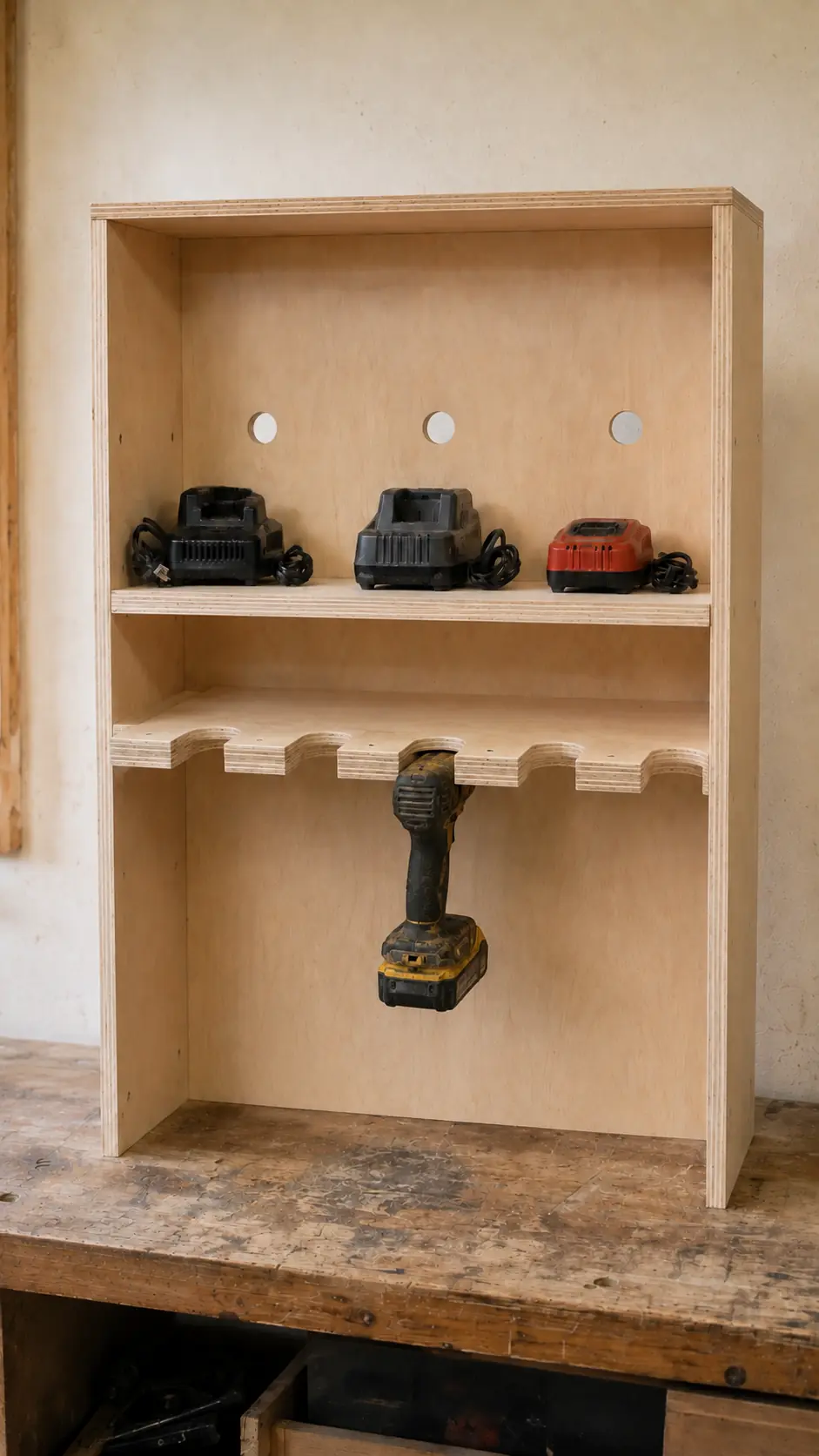 Install the slotted tool shelf