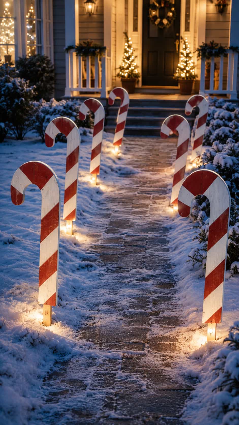 Wooden Candy-Cane Walkway Markers