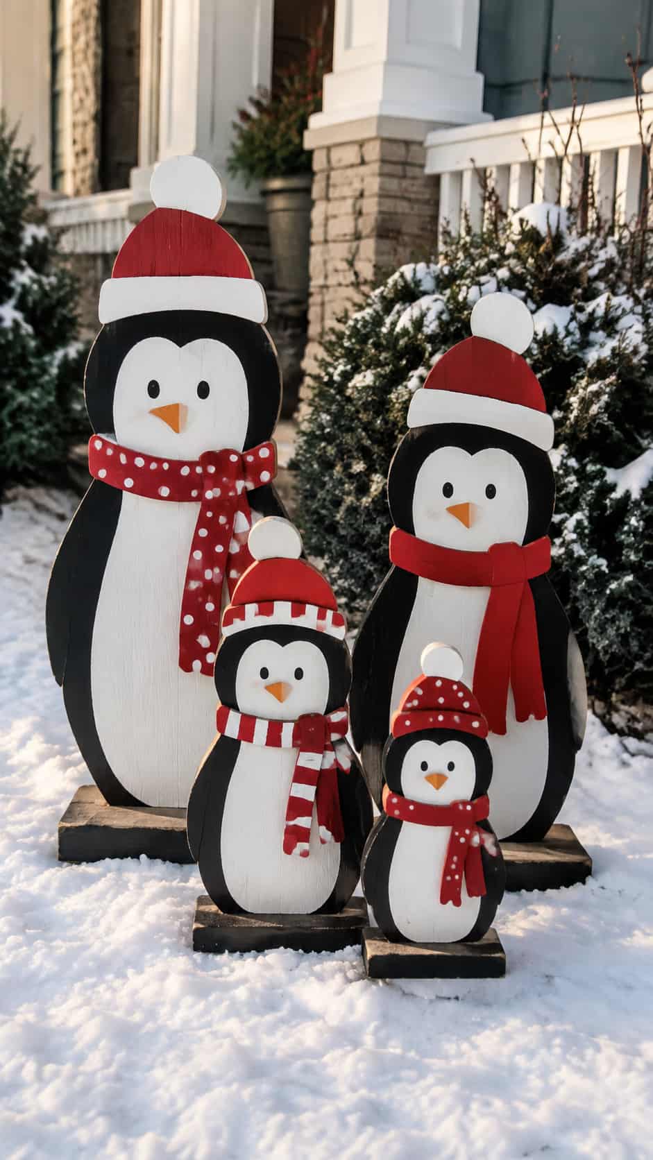 Wooden Penguin Family