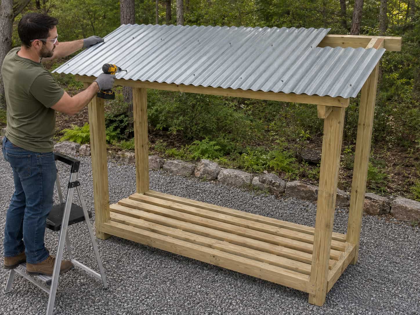 Add the corrugated roof