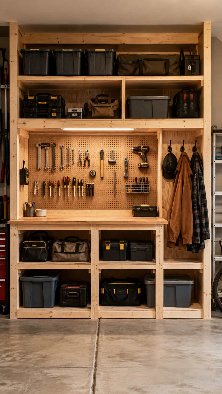 All-in-One Garage Storage Wall and Workbench