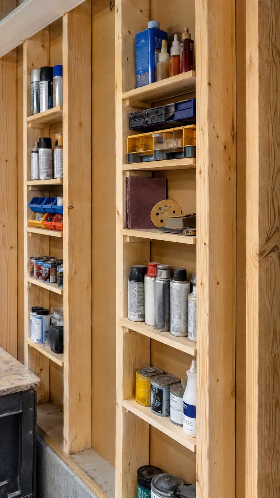 Between-the-Studs Garage Shelves