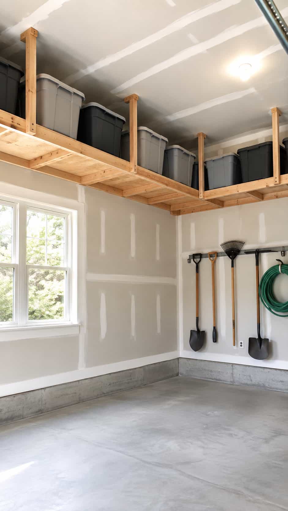 Ceiling-Perimeter Garage Shelves