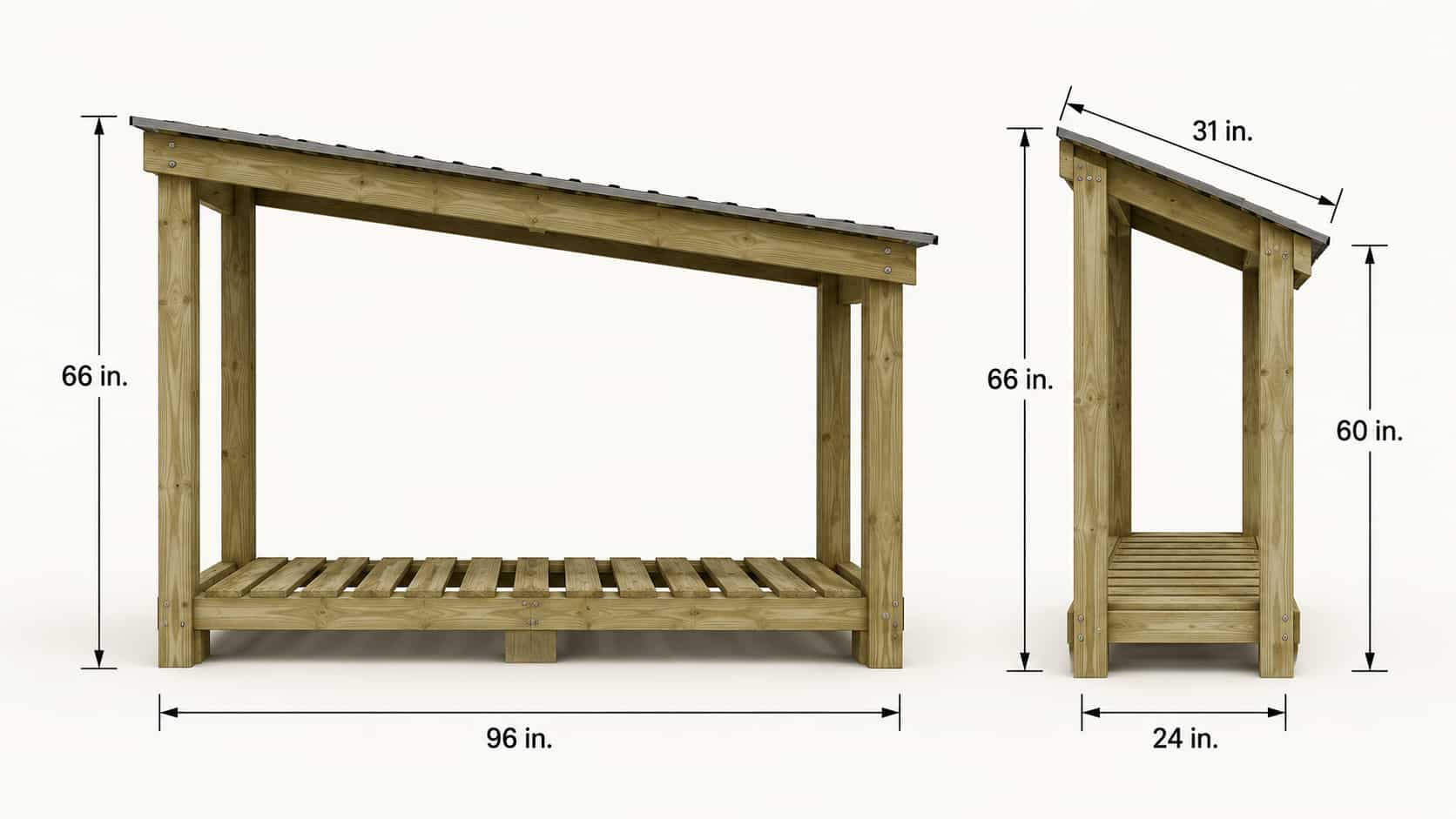 Covered Firewood Rack diagram