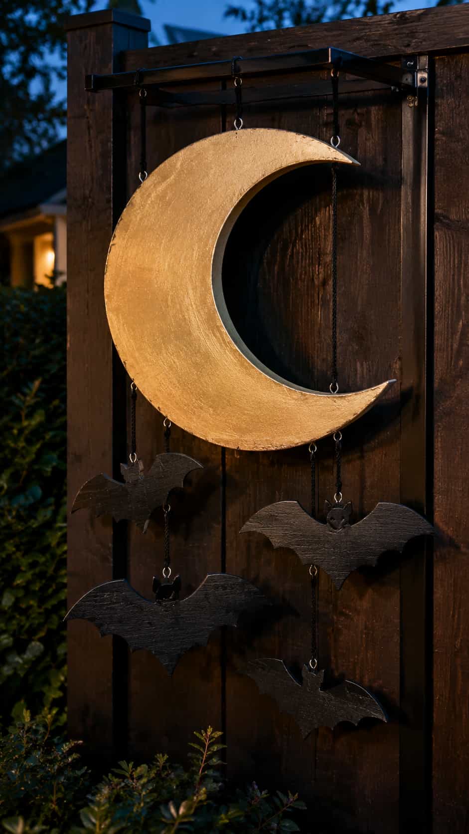 Crescent Moon With Hanging Bats