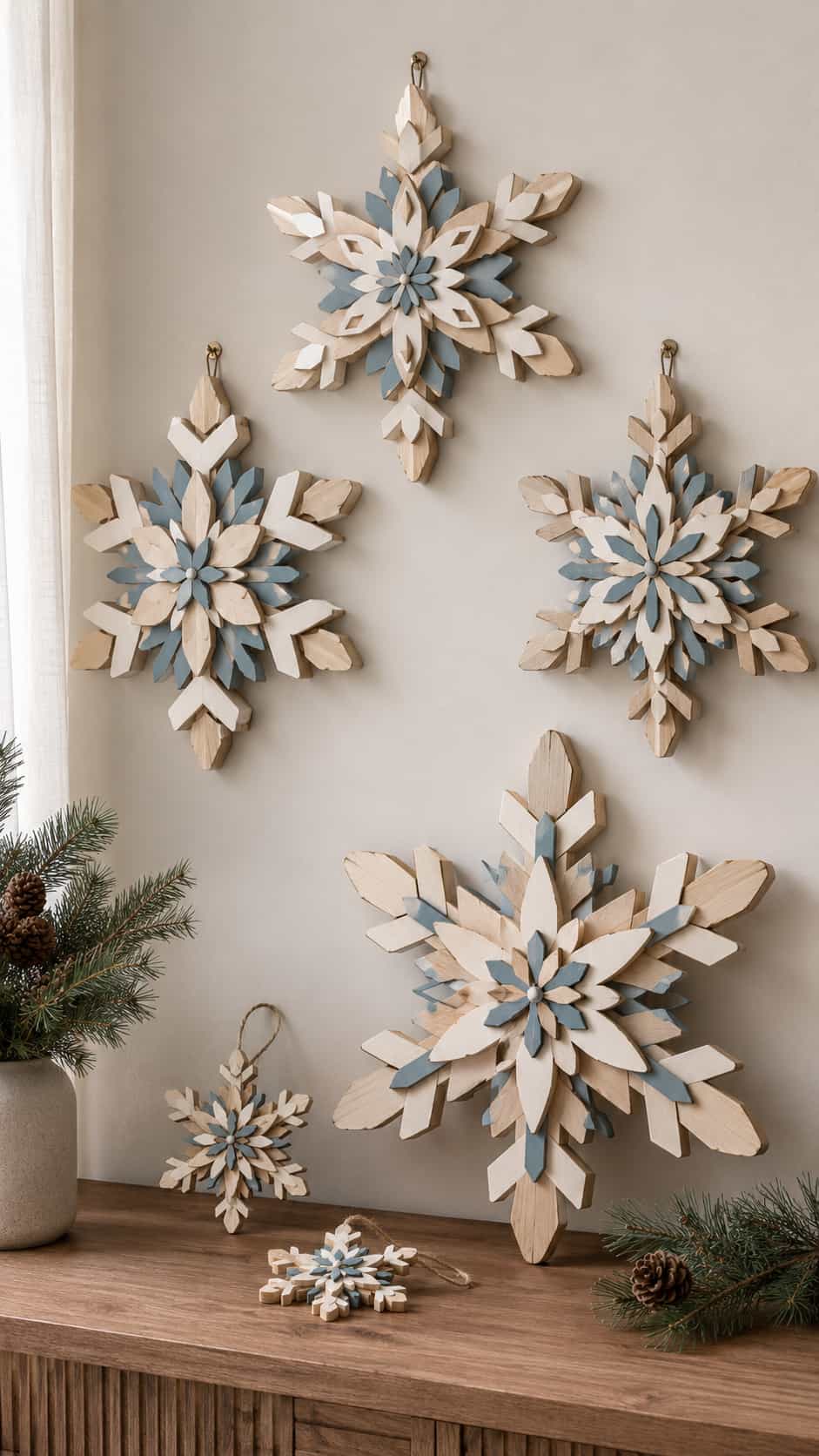 Layered Plywood Snowflakes