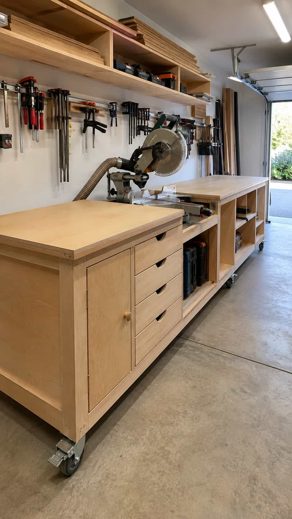 Long Mobile Miter Saw Station Packed with Storage
