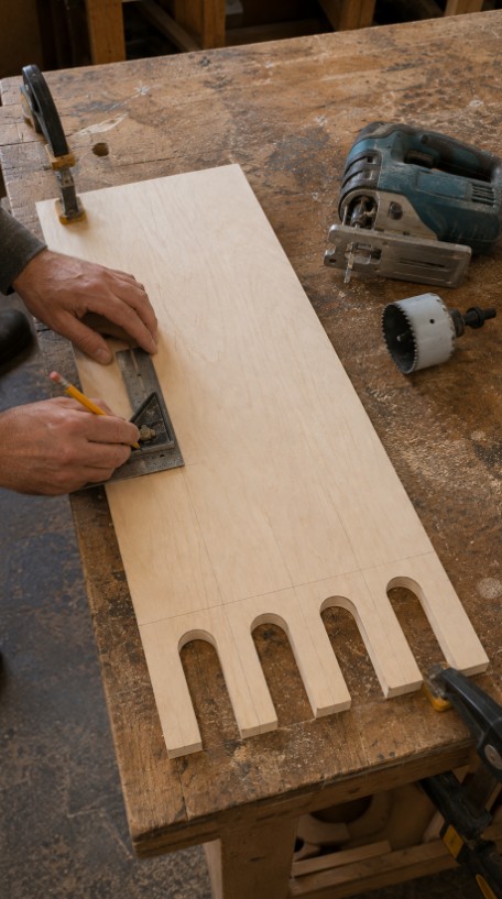 Mark and cut the five tool slots