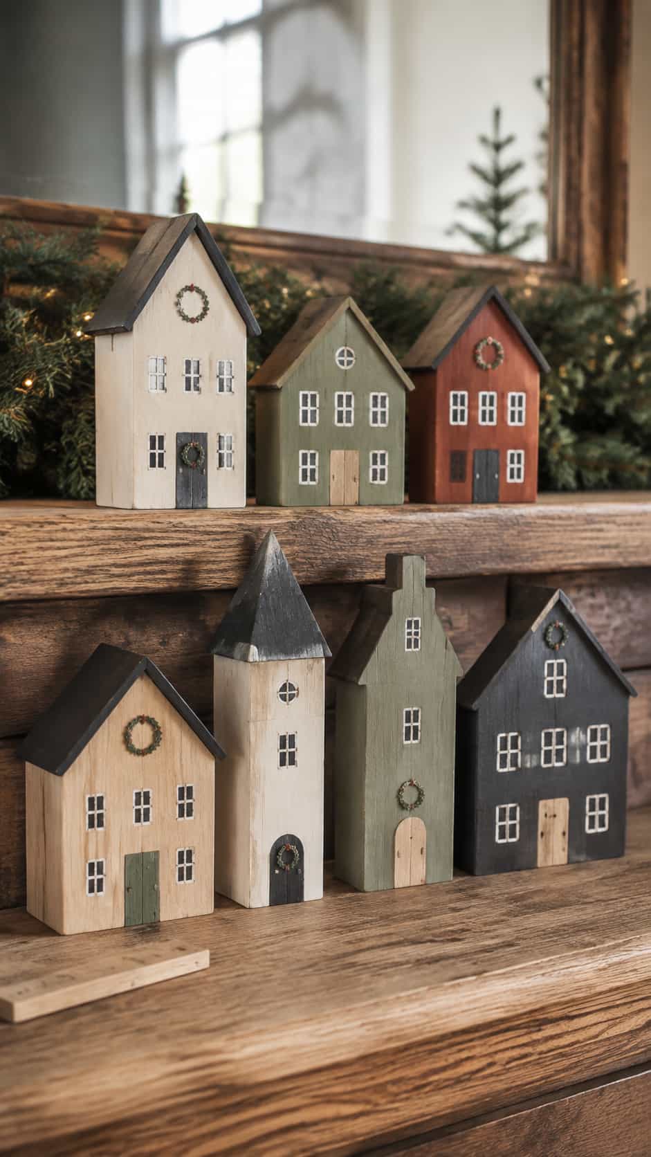Mini Wooden Christmas Village Houses