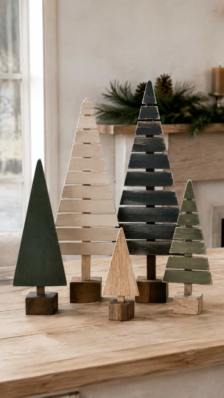 Minimalist Wooden Christmas Tree Shelf Sitters