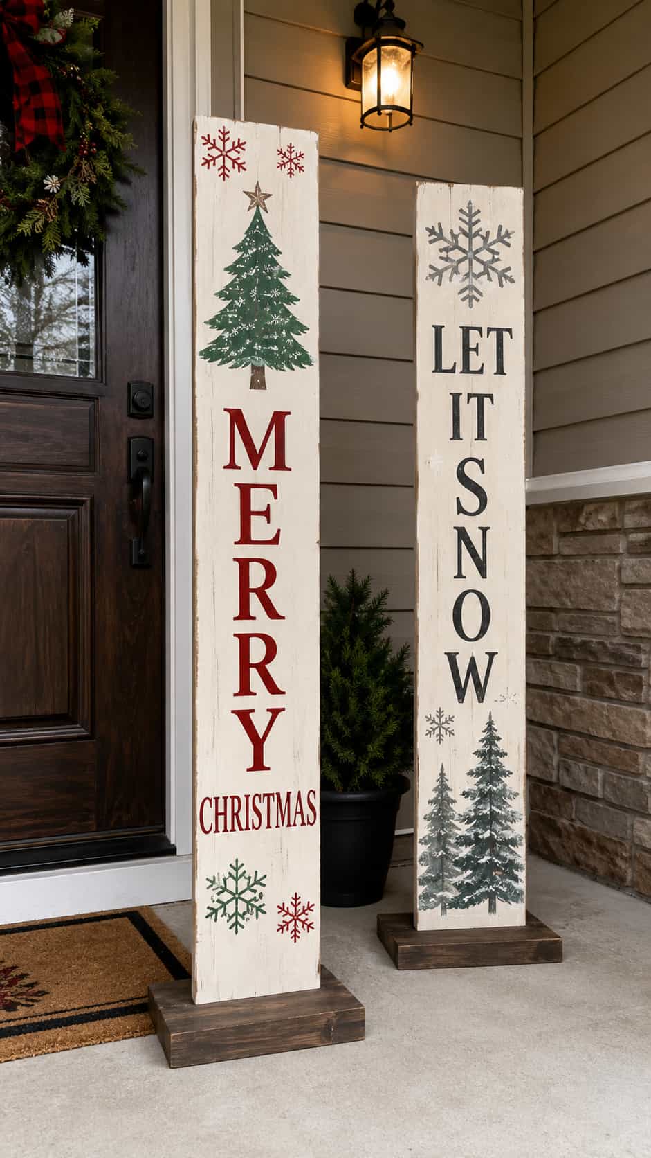 Reversible Christmas Porch Signs