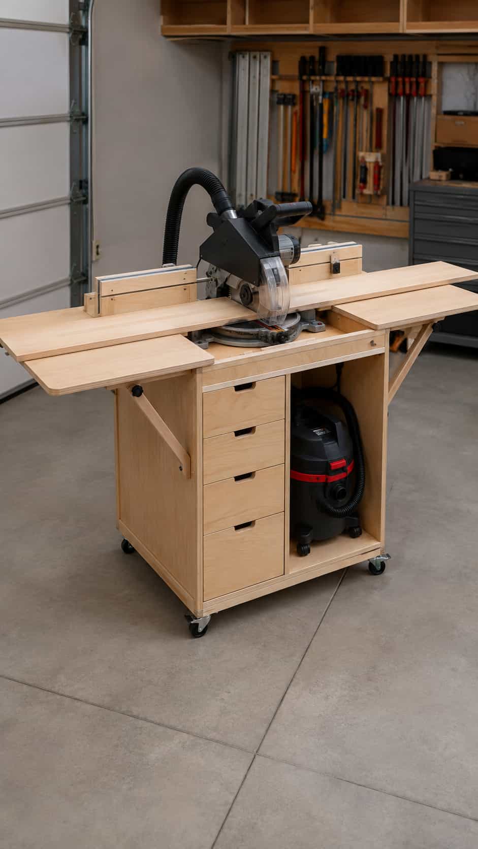 Rolling Stand with Drawers and Fold-Down Extensions