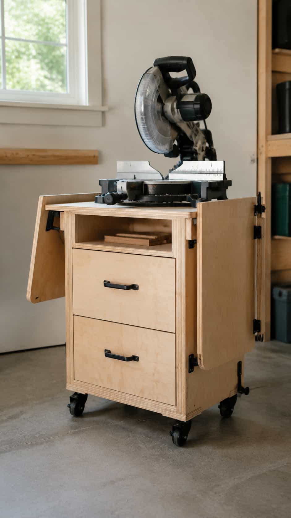 Rolling Stand with Drawers and Fold-Down Extensions