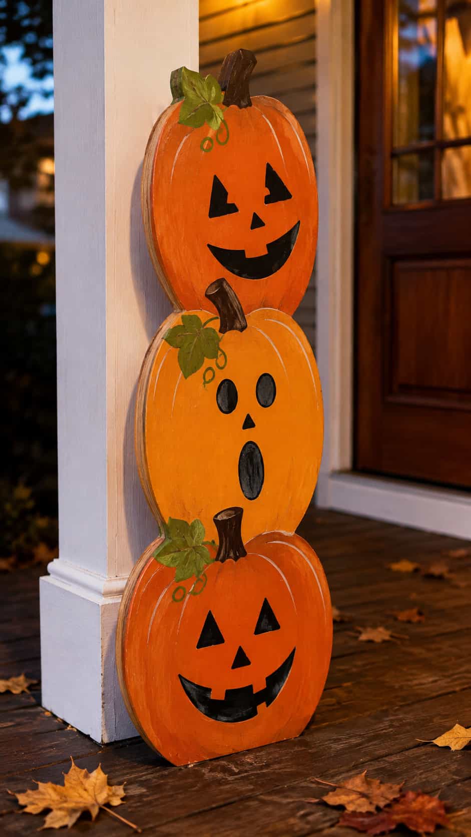 Stacked Jack-o’-Lantern Totem