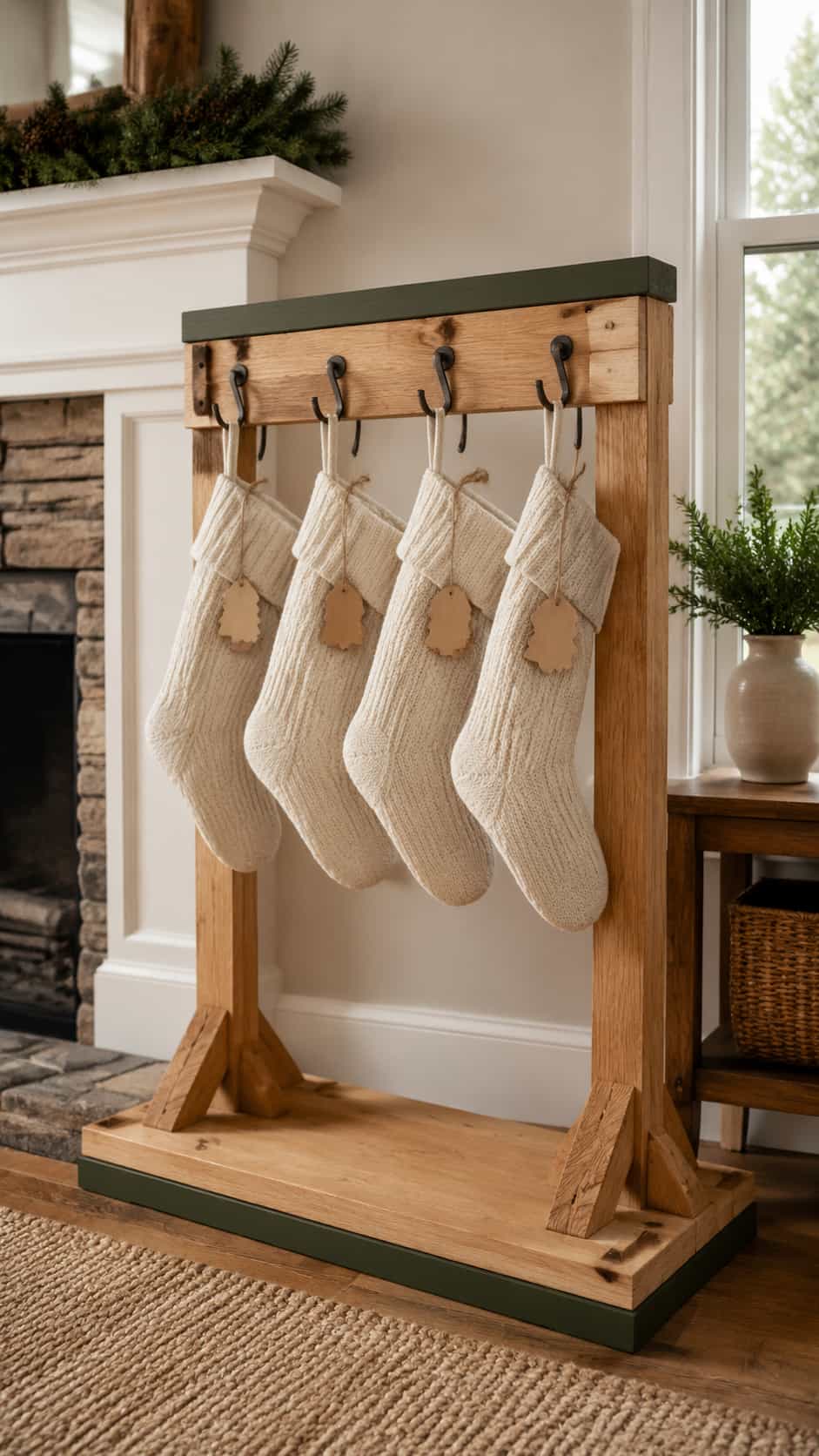 Wooden Stocking Holder Stands