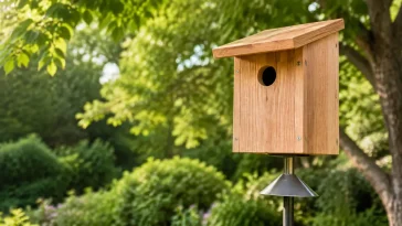 DIY birdhouse plans with a finished cedar chickadee nest box