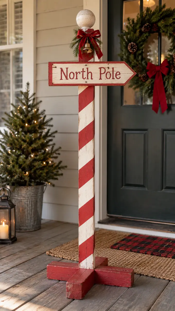 Wooden North Pole Sign