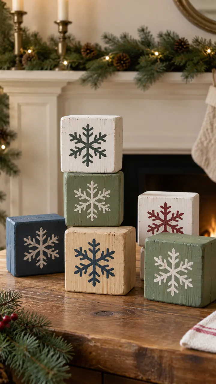 Wooden Snowflake Blocks