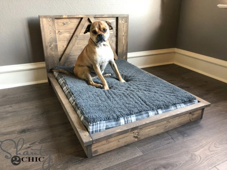 Farmhouse Dog Bed With Headboard