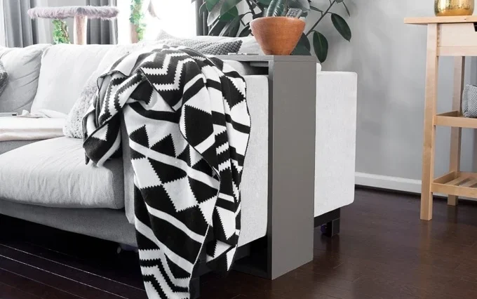 DIY C table plans: plywood sofa side table by Brittany Goldwyn