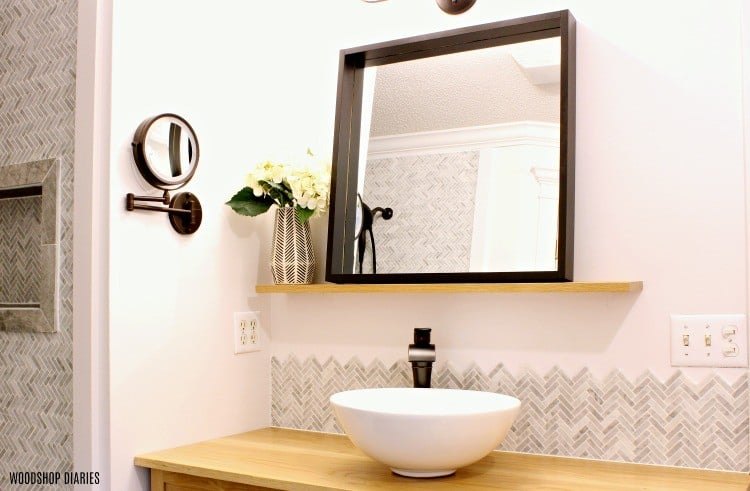 Floating Mirror Shelf for a Small Vanity — real project by Woodshop Diaries