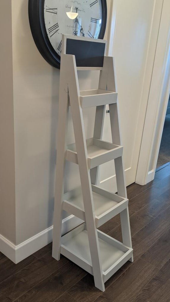 Narrow Ladder Shelves Beside the Vanity — real project by Ana White