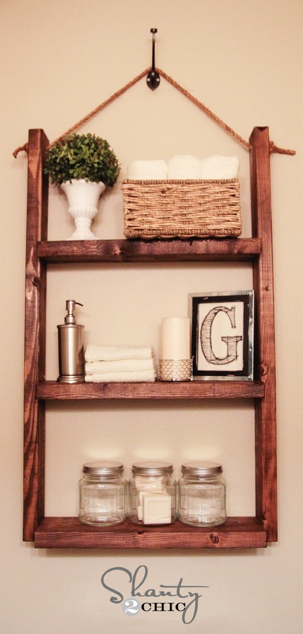 Rustic Hanging Shelves with a Rope Detail — real project by Shanty 2 Chic