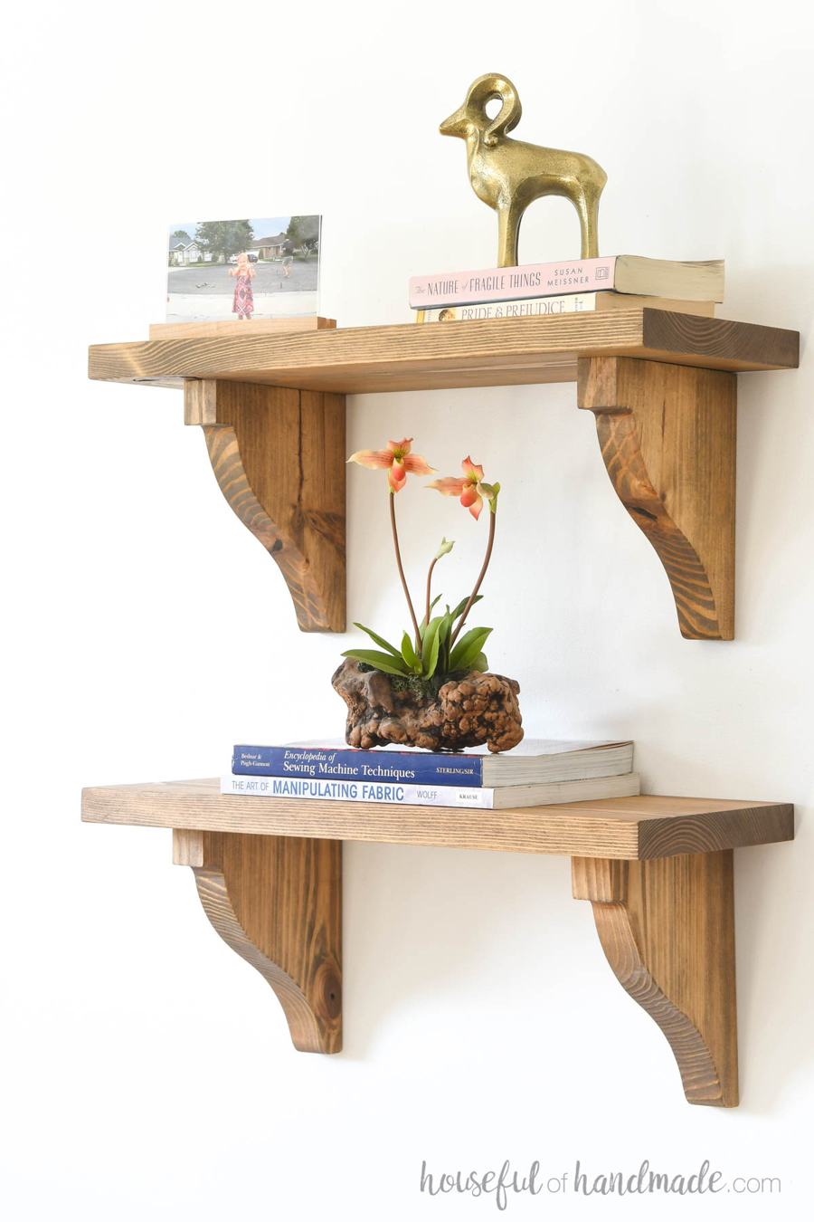 Wooden Bathroom Shelves with DIY Corbel Brackets — real project by Houseful of Handmade