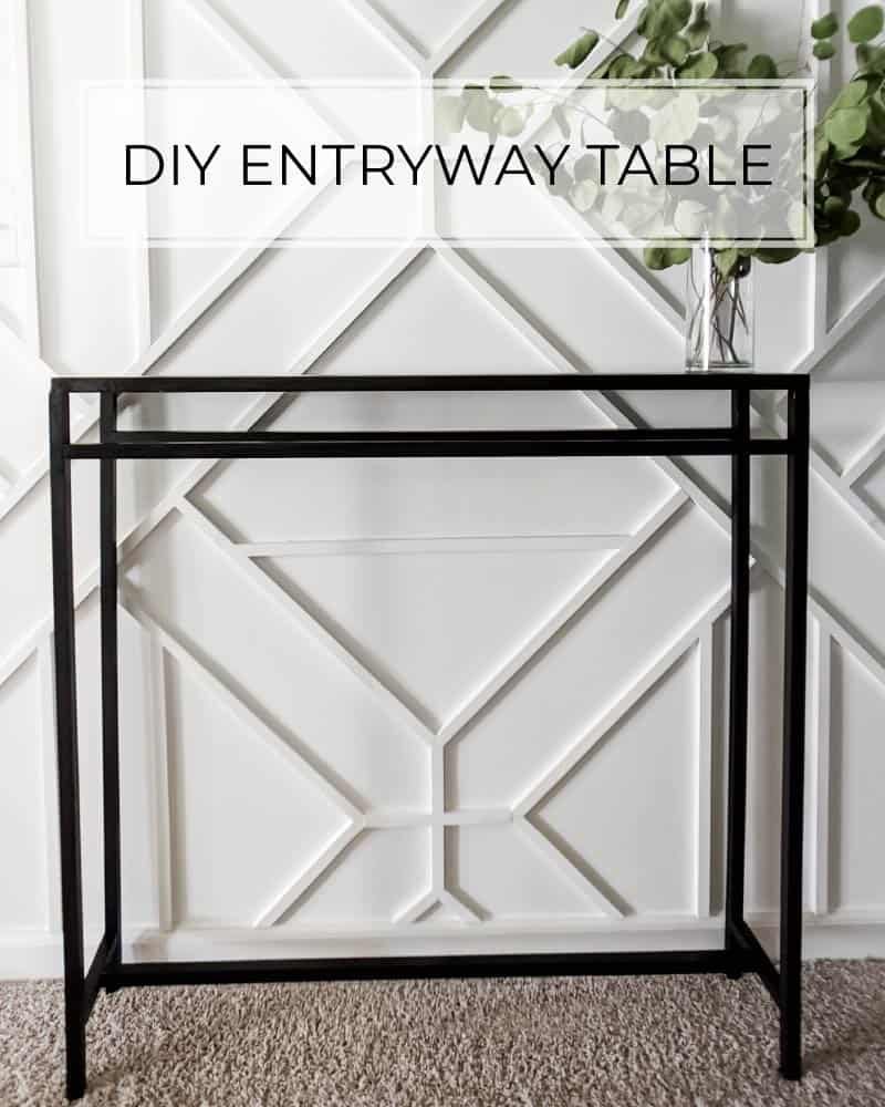 Super-slim black entryway table with square-dowel base